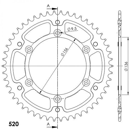 Supersprox Stealth-Kettenrad 520 - 52Z (rot)