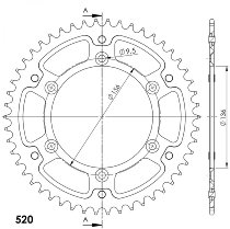 Supersprox Stealth rueda de cadena 520 - 52Z (rojo)