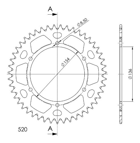 Supersprox aluminium roue d`entrainement 520 - 47Z (noir)