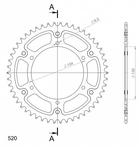 Supersprox Stealth Chain wheel 520 - 52Z (blue)