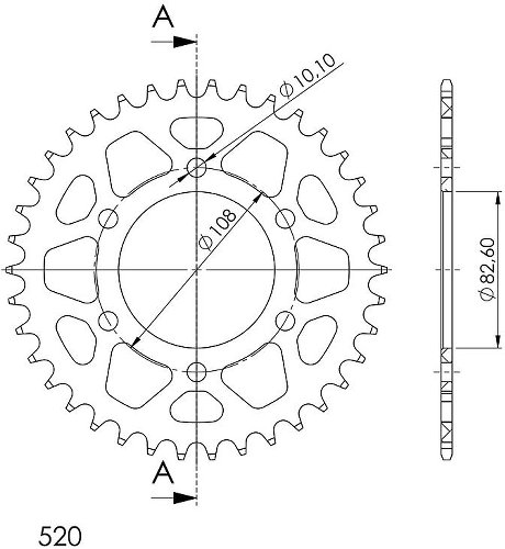 Supersprox aluminium roue d`entrainement 520 - 38Z (noir)