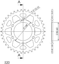 Supersprox alluminio rocchetto per catena 520 - 38Z (nero)