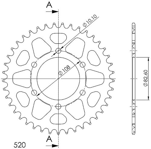 Supersprox alluminio rocchetto per catena 520 - 40Z (nero)