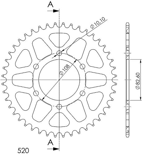 Supersprox aluminium roue d`entrainement 520 - 44Z (noir)