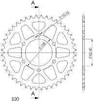 Supersprox alluminio rocchetto per catena 520 - 44Z (nero)