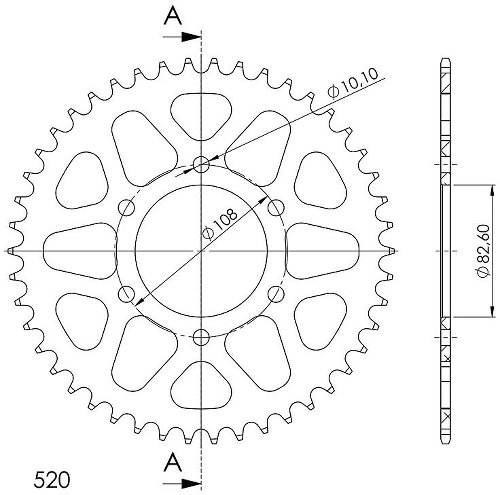 Supersprox aluminium roue d`entrainement 520 - 45Z (noir)