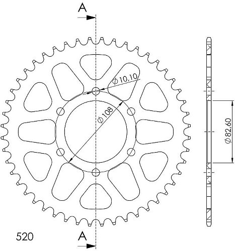 Supersprox aluminium roue d`entrainement 520 - 47Z (noir)