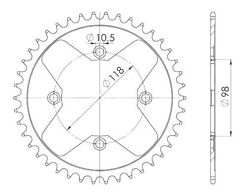 Supersprox acciaio rocchetto per catena 520 - 42Z (nero)