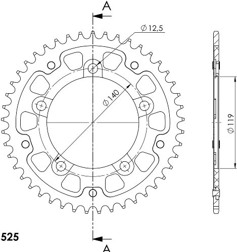 Supersprox Stealth rocchetto per catena 525 - 42Z (nero)