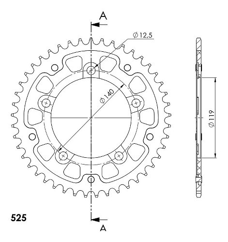 Supersprox Stealth rocchetto per catena 525 - 44Z (oro)