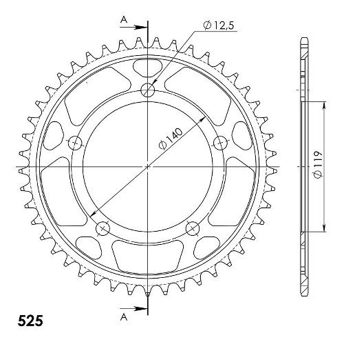 Supersprox Steel Chain wheel 525 - 45Z (black)