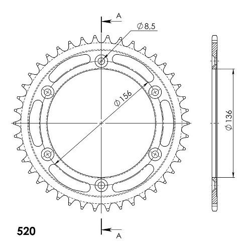 Supersprox Aluminium Chain wheel 525 - 42Z (black)