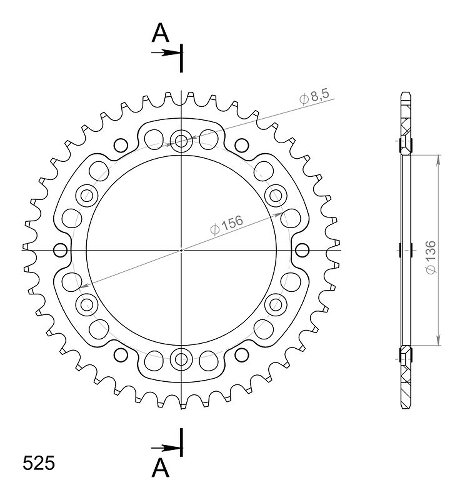 Supersprox Stealth Chain wheel 525 - 43Z (black)