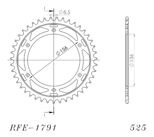 Supersprox acier roue d`entrainement 525 - 44Z (noir)