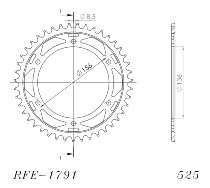 Supersprox acciaio rocchetto per catena 525 - 44Z (nero)