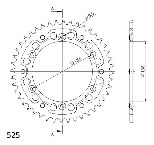 Supersprox Stealth rocchetto per catena 525 - 44Z (oro)