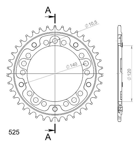 Supersprox Stealth rueda de cadena 525 - 39Z (oro)