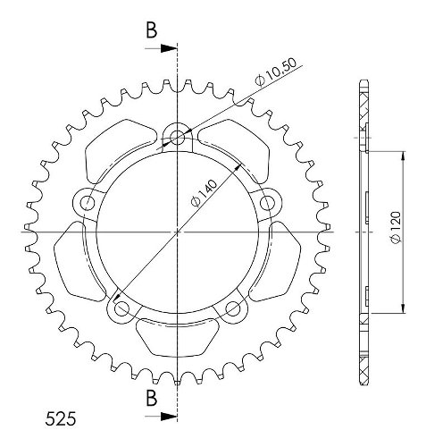 Supersprox aluminium roue d`entrainement 525 - 41Z (noir)