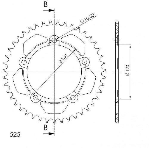 Supersprox Aluminium Chain wheel 525 - 42Z (black)