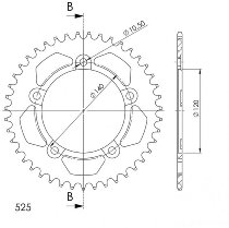 Supersprox alluminio rocchetto per catena 525 - 42Z (nero)