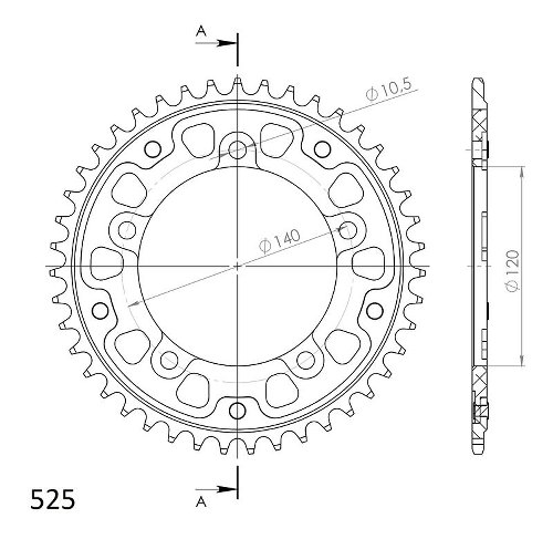 Supersprox Stealth Chain wheel 525 - 42Z (black)