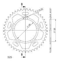 Supersprox aluminium roue d`entrainement 525 - 45Z (noir)