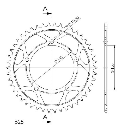 Supersprox acier roue d`entrainement 525 - 46Z (noir)