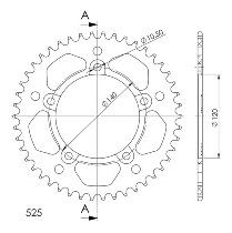 Supersprox alluminio rocchetto per catena 525 - 46Z (nero)