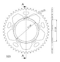 Supersprox aluminio rueda de cadena 525 - 47Z (negro)