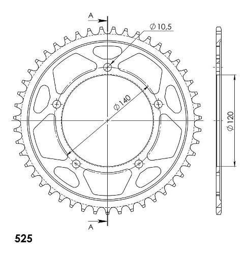 Supersprox Steel Edge rueda de cadena 525 - 47Z (negro)