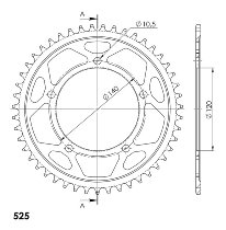 Supersprox Steel Edge rueda de cadena 525 - 47Z (negro)