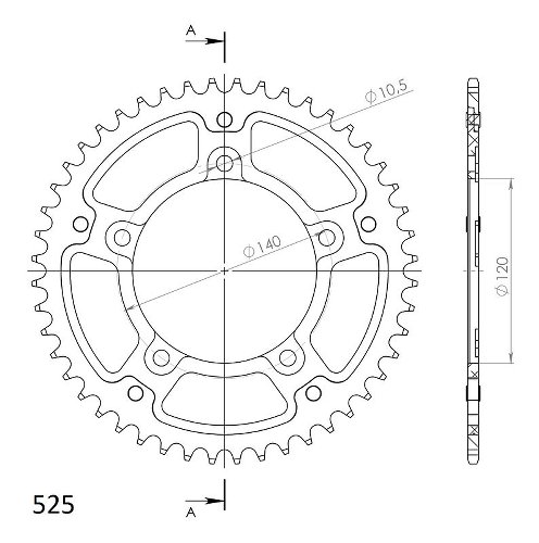 Supersprox Stealth rocchetto per catena 525 - 47Z (nero)