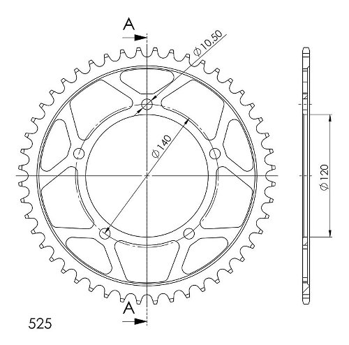 Supersprox acciaio rocchetto per catena 525 - 49Z (nero)