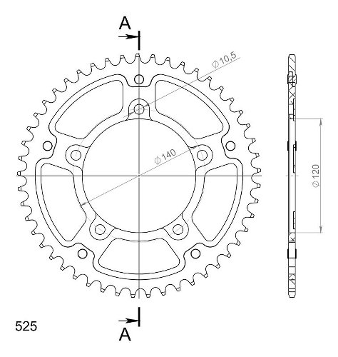 Supersprox Stealth Chain wheel 525 - 49Z (gold)