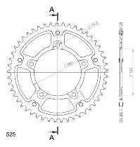 Supersprox Stealth rueda de cadena 525 - 49Z (oro)