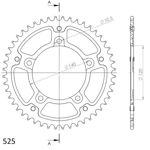 Supersprox Stealth roue d`entrainement 525 - 50Z (argent)