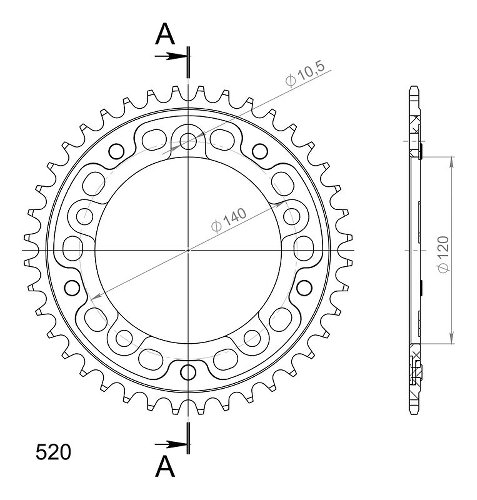 Supersprox Stealth rocchetto per catena 520 - 40Z (oro)