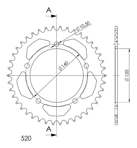 Supersprox Alu-Kettenrad 520 - 41Z (gold)