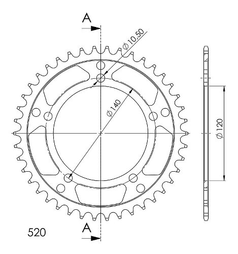 Supersprox aluminium roue d`entrainement 520 - 42Z (noir)