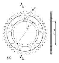 Supersprox aluminium roue d`entrainement 520 - 42Z (noir)