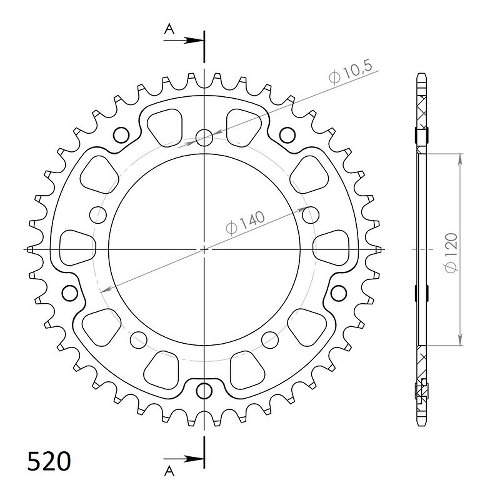 Supersprox Stealth rocchetto per catena 520 - 42Z (nero)