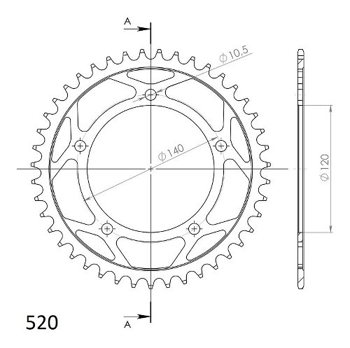 Supersprox aluminio rueda de cadena 520 - 43Z (azul)