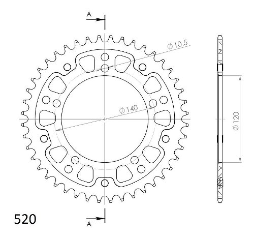 Supersprox Stealth Chain wheel 520 - 44Z (black)