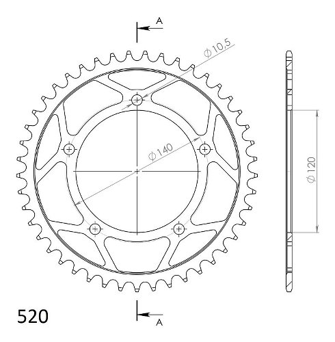 Supersprox aluminio rueda de cadena 520 - 45Z (azul)