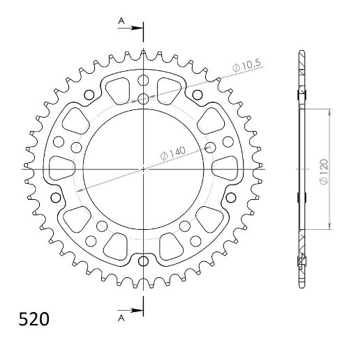 Supersprox Stealth Chain wheel 520 - 45Z (blue)