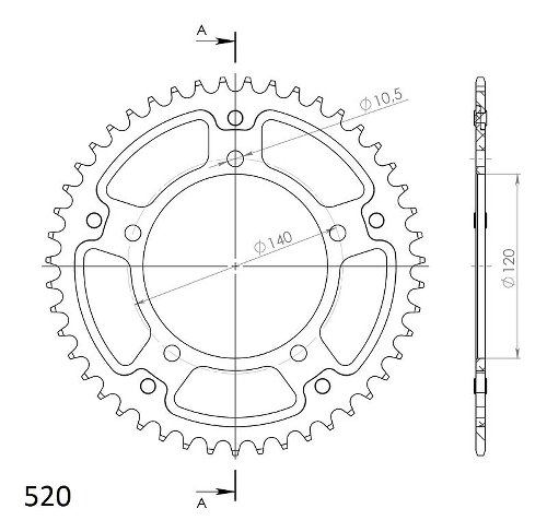 Supersprox Stealth Chain wheel 520 - 47Z (blue)