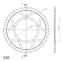 Supersprox aluminio rueda de cadena 520 - 48Z (negro)