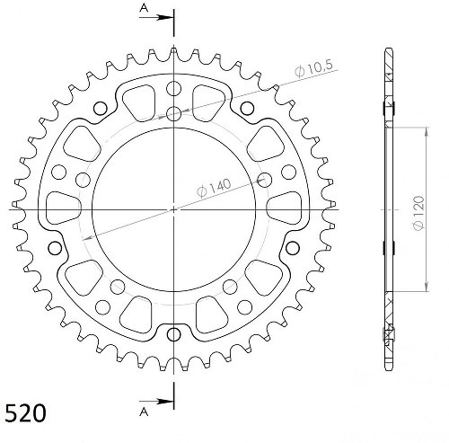 Supersprox Stealth rueda de cadena 520 - 55Z (oro)