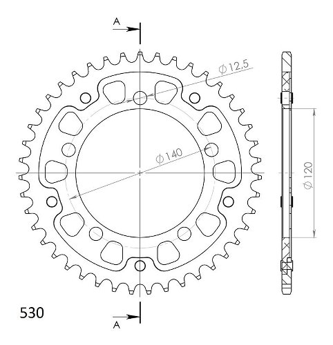 Supersprox Stealth rueda de cadena 530 - 43Z (azul)