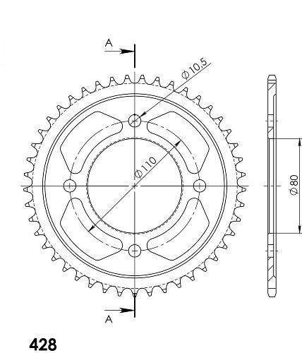 Supersprox acier roue d`entrainement 428 - 39Z (noir)